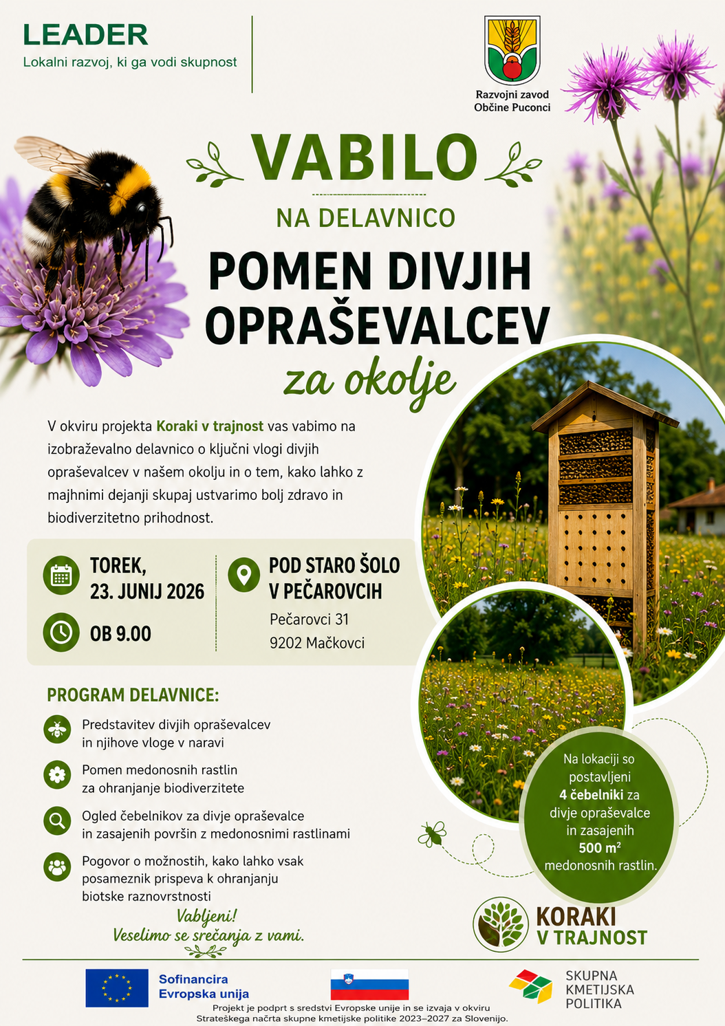 Vabilo na del. Pomen div. opraš. za okolje, Pečarovci, 23.6.2026
